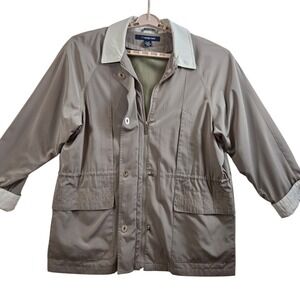 Jacket Womens XL Taupe Beige Classic Greek Key Embroidery Lining Nice Quality